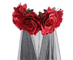 Bloomma Fasce di Halloween, Fascia per Capelli Floreale con Fascia per Capelli Rosa per Halloween Costume,Cosplay,Pasqua,Decorazioni Natalizie