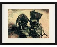 1art1 Vincent Van Gogh Poster Natura Morta, Paio di Scarpe 1886 Quadro in Cornice con Pregiato Passepartout | Immagini A Parete | in Una Cornice 80x60 cm