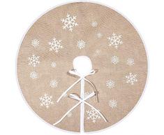 Gonna Albero di Natale Fiocco di Neve Bianco Stampato Tela Albero Gonna Copertura di Base Albero per Natale Natalizie Vacanza Decorazioni (80 cm)