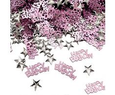 iZoeL 30g Rosa Compleanno Coriandoli, 10g Argento Stella Coriandoli Sequin, 20g Happy Birthday Coriandoli, Per La Festa Compleanno Anniversario Matrimonio Decorazione Della Tavola