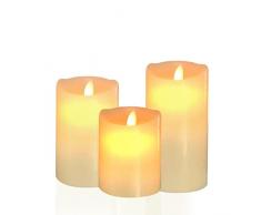 Lam(MS)pen 3 Candele LED Candele batteria Fiamma tremolante Candela LED senza fiamma Candela LED in vera cera per vacanze, matrimoni, feste, Natale, decorazioni per la casa, bianco caldo