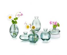 Vasi di Vetro per la Decorazione Della Tavola Piccolo Vaso per I Fiori, Hewory 6pcs Verde Vintage Single Bud Vases Set Moderno Mini Clear Vase in Bulk per Il Soggiorno Decorative Wedding Centrepieces