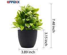 OFFIDIX Mini plastica Piante Artificiali con Vaso per scrivania da Ufficio, casa e Friends 'Gift New Year Present Falso pianta con vasi in plastica per la Decorazione (Luce Verde)