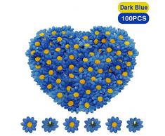 Bornfeel Fiori Margherite 100 Pezzi Fiori Finti Bomboniere Fiore Artificiale Corolla in Seta per Pasqua Tavola Cofano Matrimonio Festa Cerimonia Decorazione 38 x 38 x 20 mm Blu Scuro