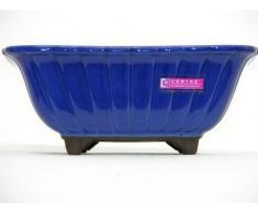 CERTRE Vaso Bonsai Rettangolare 9101 in gres - cm.27X21 - Colore Blu Elettrico Smaltato