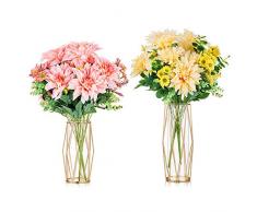 2 Pezzi / Set Vaso Di Fiori In Vetro Con Supporto Geometrico In Metallo, Fioriera In Terrari Cristallini, Vasi In Vetro Bud Per Piante Idroponiche Di Fiori, Centrotavola Per Matrimonio In Ufficio, Oro