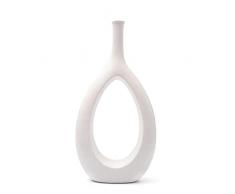 Sfeexun Vaso per Fiori Vasi Moderni in Ceramica Bianco Astratto Artistico Accento Decorativo per la Decorazione Domestica H-30cm