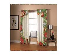 Daesar Tende Soggiorno 2 Pezzi, Tende Natalizie per Finestre Decorazione in Stile Natalizio Tende da Interno Verdi Rosso Tende per Finestre Oscuranti 214x138CM