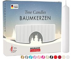 Brubaker 20 Confezioni di Candele per Albero Cera - Candele di Natale Candele Piramide Candele Albero di Natale Candele - Bianco