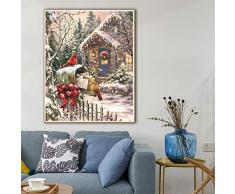 Stampe su tela Babbo Natale Astratto Cartoon Pittura Wall Art Picture Decorazione natalizia per la casa-50x70cm Frameless
