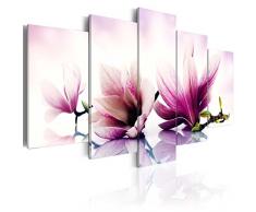 murando Quadro 200x100 cm 5 Pezzi Stampa su Tela in TNT XXL Immagini Moderni Murale Fotografia Grafica Decorazione da Parete Rosa Oro Viola Fiori Magnolien b-A-0070-b-p