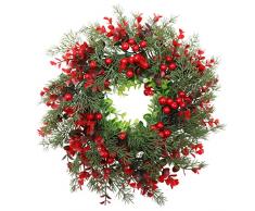 VALICLUD Corona di Natale, corona di abete, ghirlanda di bacche, ghirlanda natalizia, ghirlanda, ghirlanda decorativa, ghirlanda dellAvvento, decorazione per porta, decorazione natalizia