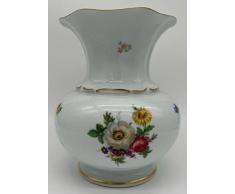 Casa Padrino Vaso Barocco in Porcellana di Lusso Bianco/Multicolore/Oro A. 23 cm - Vaso per Fiori Rotondo Stile Barocco - Accessori Barocchi di Lusso - Reichenbach Porzellan - Made in Germany