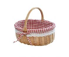 TOPBATHY - Cestino in vimini intrecciato, da picnic, con manici, per servire frutta, cesto pasquale (rosso, taglia L)