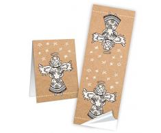 50 adesivi natalizi, 5 x 15 cm, carta Kraft, per bambini di Natale, angioletto di Natale, colore nero e bianco, etichette regalo, etichette per pacchi natalizi
