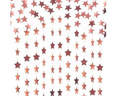 MIVAIUN 131 Piedi Glitter Dorato Stelle Ghirlanda, Ghirlanda di Carta Decorazione da Appendere, Ghirlanda Carta Decorative Stella Carta, Stelle di Carta per Compleanni, Feste di Natale, 40m (Argento)