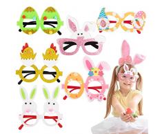 COLOFALLA 6 Pz Occhiali da Festa Divertenti Occhiali Pasqua Coniglio Uova di Pasqua Decorazioni Pasquali Accessori Travestimento Costume Pasqua Gadget Adulto Bambini