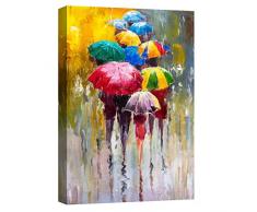canvashop Quadro Astratto Ombrelli Colorati Stampa Su Tela Canvas Quadri Moderni Soggiorno Verticali Arredo Camera Da Letto Ufficio Design (50X35 Cm)