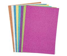 Baker Ross Cartoncino A4 Multicolore Glitter, carta colorata per bambini da decorare, arte e artigianato (confezione da 16, 250 gm), Colori Assortiti