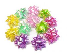 ICT 12 Fiocchi Nastro Stella Regalo Coccarde Multicolor con Adesivo 3cm Natale