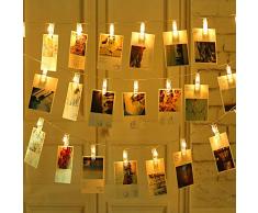Luci a LED Photo Clip String - 20 foto a LED Foto a batteria LED Picture Lights 2 modalità per la decorazione del partito Foto appesa, cartoline di Natale, note, opera d'arte (20LED Foto clip)