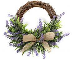 EPRHAY - Ghirlanda di fiori di lavanda artificiali in rattan, decorazione da appendere per la casa, porta dingresso, parete e finestra