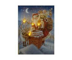 UK-Gardens Santa on The Rooftop Festive Foto di Natale con luci LED a Batteria con Timer FO Stampa su Tela 40 x 30 cm