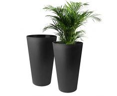 ActivoTex Vaso Alto da Esterno. Vasi da Esterno Grandi Esterno e Terrazza. 30 cm (2 unità) Fioriere in Plastica Cachepot Interno plastica Vasi Fioriere (Confezione 2, Nero normale)