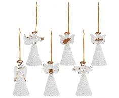 BELLE VOUS Addobbi Albero di Natale in Vetro Filato (6pz) - 7-8 cm Angioletti Natalizi da Appendere - Oggetti Natalizi per la Decorazione dell’Albero di Natale, Espositori e Feste