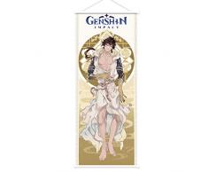 LKNBIF Genshin Impact Poster, Anime Poster Grande, Genshin Impact Zhongli, Anime Arte della Parete Tela, Anime Poster Scroll, Poster in Tessuto per Decorazione, 75 * 30CM
