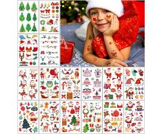 Tatuaggi per Bambini 200 Tatuaggi Temporanei Natale, Kit Tatuaggi Finti per Bambini e Bambine, Adesivi Natale Decorazioni per Idee Regalo Bambini Feste di Compleanno Trucco Gadget per Festa del Gioco