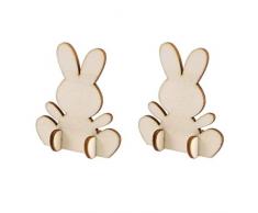 Happyyami 30 Pezzi di Coniglio di Legno Rustico Ritagli Ornamenti Coniglietto Pasqua Decorazione della tavola di Natale Artigianato in Legno