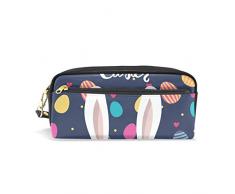 Astuccio portapenne per studenti, a forma di coniglietto sorridente con uova colorate, in pelle sintetica, organizer portapenne da donna, impermeabile, grande capacità, mini trousse per trucchi