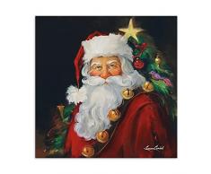 Babbo Natale su tela stampa artistica da parete ritratto di Babbo Natale pittura poster decorazione della parete di casa opere darte per soggiorno camera da letto (60x60cm Non Incorniciato)