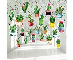 30 Decorazioni di Cactus Appese a Turbinii, Spirale Foil per Soffitto ad Acquerello Festa Messicana Fiesta Stelle Filanti Per Piante Compleanno Festa Hawaiana Foresta Bosco e Baby Shower
