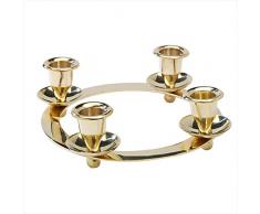 NKlaus Candeliere Ø 20cm Portacandele corona dAvvento rotondo per candele Ø 2cm ottone oro decorazione tavolo candele bastone 2899
