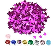 DIWULI Eleganti coriandoli Fucsia a Forma di Stella, in Acrilico, Decorazione da Tavolo, Glitter, per Compleanni, Matrimoni, Feste a Tema, Regali e Fai da Te