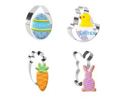 Pasqua Formine Biscotti, Decorazioni pasquali, Stampi Biscotti Pasqua, 4 Pezzi Acciaio Inox Modello Pasqua,Tagliabiscotti, Regalo Pasquale Ideale e Biscotti Pasquali
