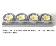 Set 4 portalumini con lumino a forma di fiore