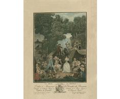 STAMPA-SU-TELA-INCORNICIATA-anonymous-Cm_134_X_99-Partito-Settecento-nel-giardino-del-Castello-francese-Einghteenth-secolo-signore-Garden-Party-Castel-Villa-europea-Francia-Quadro-su-tela-co