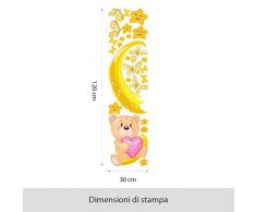 wall art R00390 Wall Sticker per Bambini Piccolo Orso con Farfalla e Stelle, Wallpaper, Multicolore, 30 X 120 X CM