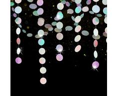 Ghirlanda di Carta Puntini, RosyFate 4M Ghirlanda Tonda Argento, Decorazione di Carta Ghirlanda Colorata, per Matrimonio Compleanno Natale Festival Festa (Circle)
