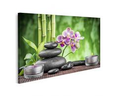 Quadro su tela Spa concetto Zen pietre di basalto Orchidea e candela Stampe Arte Poster Murale