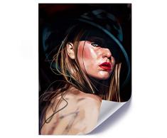 carowall CAROWALL.COM Poster Stampa XXL Cappello Decorazione murale Donna Beige 70x100 cm