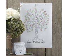Ginger Ray - Decorazione da matrimonio, foglio dove apporre le proprie impronte digitali per creare un albero, colori inclusi (verde e marrone)