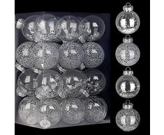 Lanpn Palline di Natale, Plastica Palle di Natalizi Addobbi Albero Decorazioni (7cm/24pcs, Bianche)