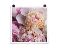 Bilderwelten Poster Wall-Art Quadro Blooming Peony - Quadrato, Carta Opaca 30 x 30cm