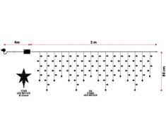XMASKING Stalattite 3 x 0,8 m, 94 Stelle, LED Bianco Freddo, Cavo Bianco, Tende Luminose, Tende di luci, Lucine di Natale