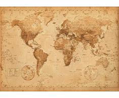 GB Eye Ltd, World Map, Antique Style, Poster Gigante (100 x 140 cm)