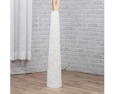 Leewadee grande vaso da terra: vaso alto, elemento decorativo fatto a mano in legno di mango, vaso per rami decorativi, 70 cm, bianco